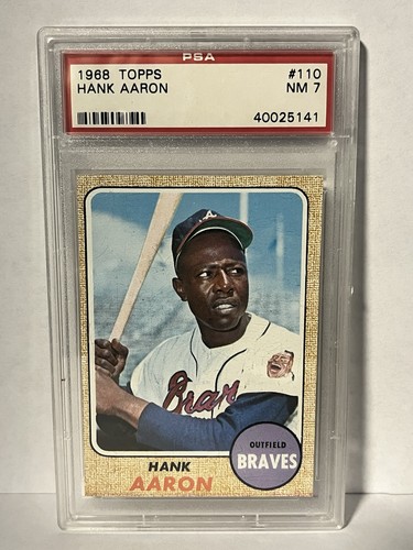 Topps 1968 Hank Aaron #110 Atlanta Braves PSA 7 Graded Baseball Card