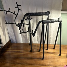 Set 2 Black Metal Reindeer Deer Christmas Holiday Decor Set Twig