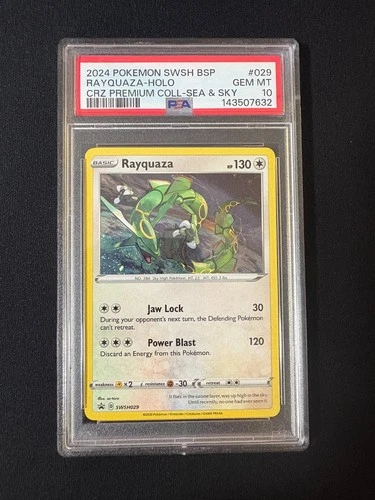 2024 POKEMON BLACK STAR PROMO #029 RAYQUAZA-HOLO PREMIUM COLL-SEA & SKY PSA 10