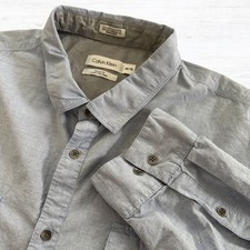Calvin Klein Men  s Dress Shirt XXL Classic Fit Gray Long Sleeve Cotton 2 Pockets