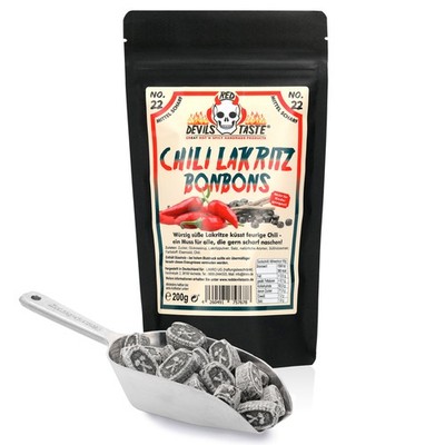 No.22 Lakritz Bonbon mit Chili   Lakritzbonbon   mittelscharf   200 g   Hotskala