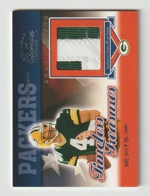 BRETT FAVRE 2002 DONRUSS CLASSICS TIMELESS TREASURES  2-COLOR JERSEY PATCH  /375
