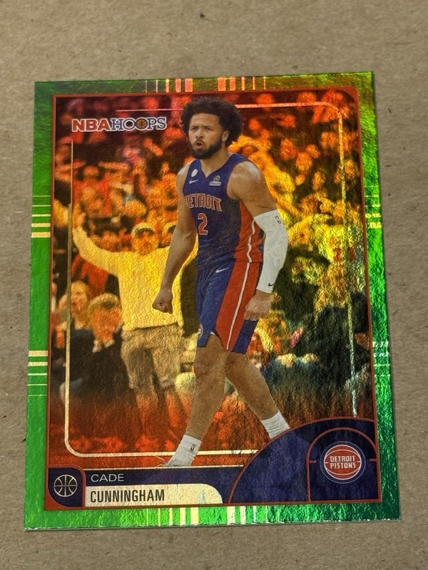2025-26 Topps NBA Hoops Cade Cunningham Green Parallel SP Card 81 Pistons