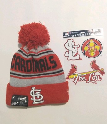 New Era St Louis Cardinals Baseball MLB Knit Cap Pom OSFM One Size Fan Decals