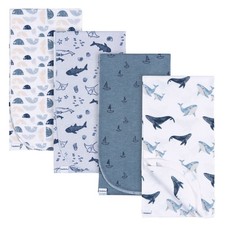 Gerber Baby Boys 4 Pack Coastal Calm Flannel Receiving Blankets NEW 30 x 30