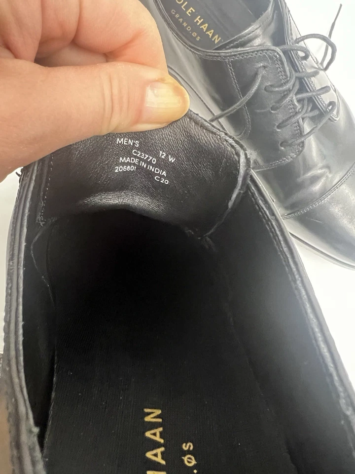 Zapatos de vestir Oxford Cole Haan Grand OS con cordones de cuero negro para hombre 12 W con cordones Foto 2 de 4