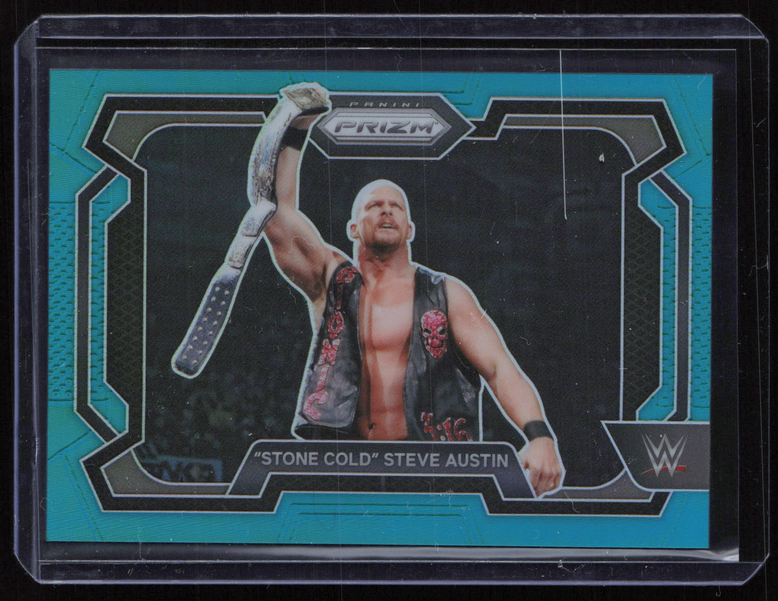 2024 Panini Prizm WWE #14 Stone Cold Steve Austin Teal Prizms #/49