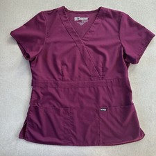 Greys Anatomy Women s Riley Mock Wrap Scrub Top. Maroon. Large