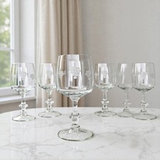 Lot de 6 verres à eau cristal à décor grappes de raisin gravées (Lot 2)