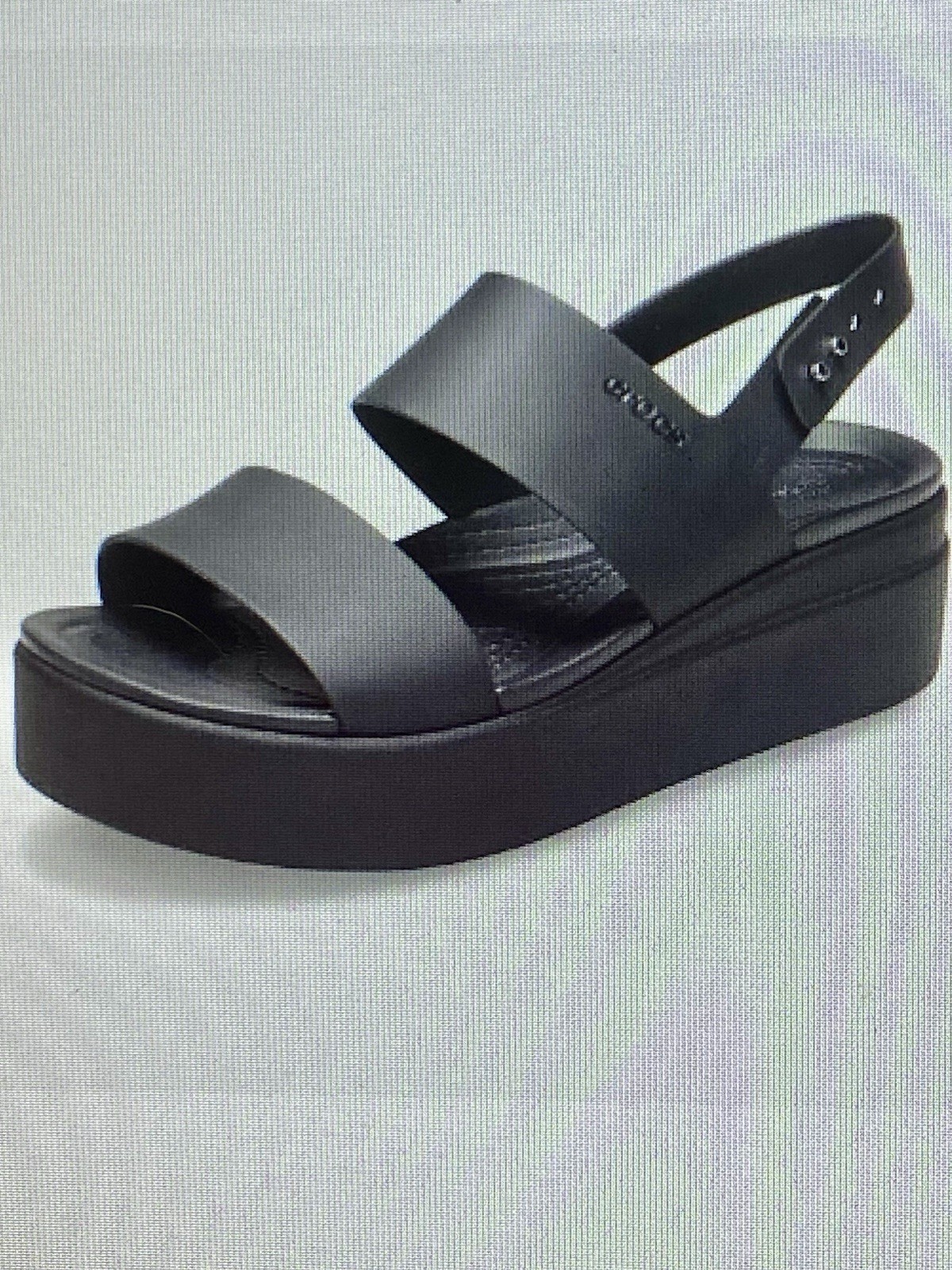 APL crocs brooklyn sandali neri zeppa bassa taglia uk4 (dice 5 sulla suola)