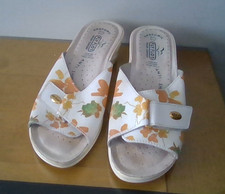 fly flot comfort leather sandals anti shock soles size 40 floral