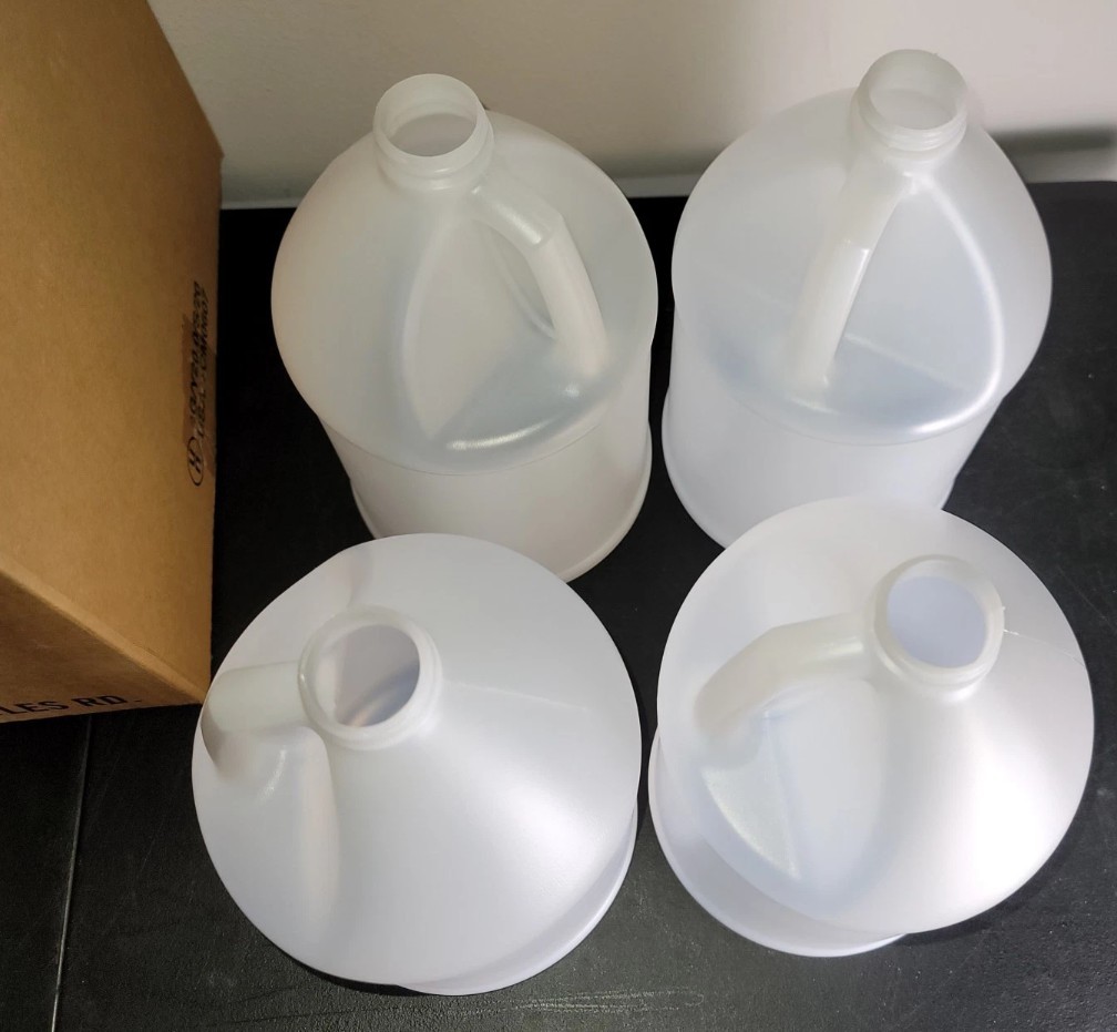 NEW Case of (4) 1 Gallon Jugs With CAPS 128oz HDPE Plastic Bottles FREE SHIP
