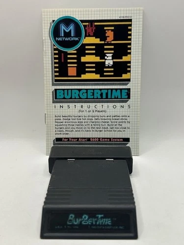 BurgerTime Atari 2600 Video Game W/ Manual 1982