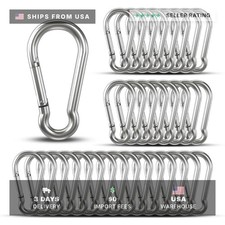 Small Carabiner Clip Hooks, 32pcs 1.57 inch Carabiners Heavy Duty, Galvanized Ir