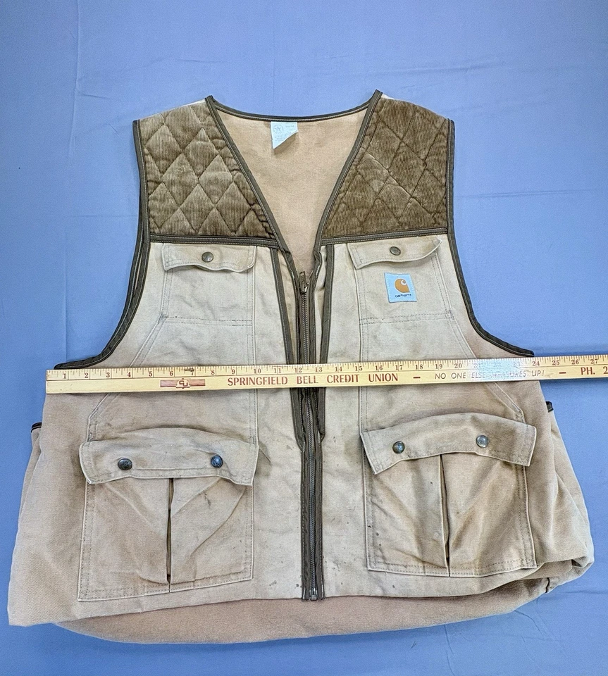 Vintage Carhartt Hunting Vest Brown Duck Game Pouches Men’s XL - Image 3 of 4