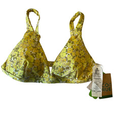 Volcom Bikini Top Womens Size S Multicolor Yellow Floral Stretch Bud Halter