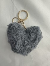 Heart Pom purse keychain - Gray
