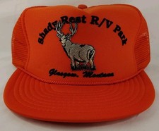 Vintage Shady Rest RV Park Snapback Orange Trucker Rope Hat