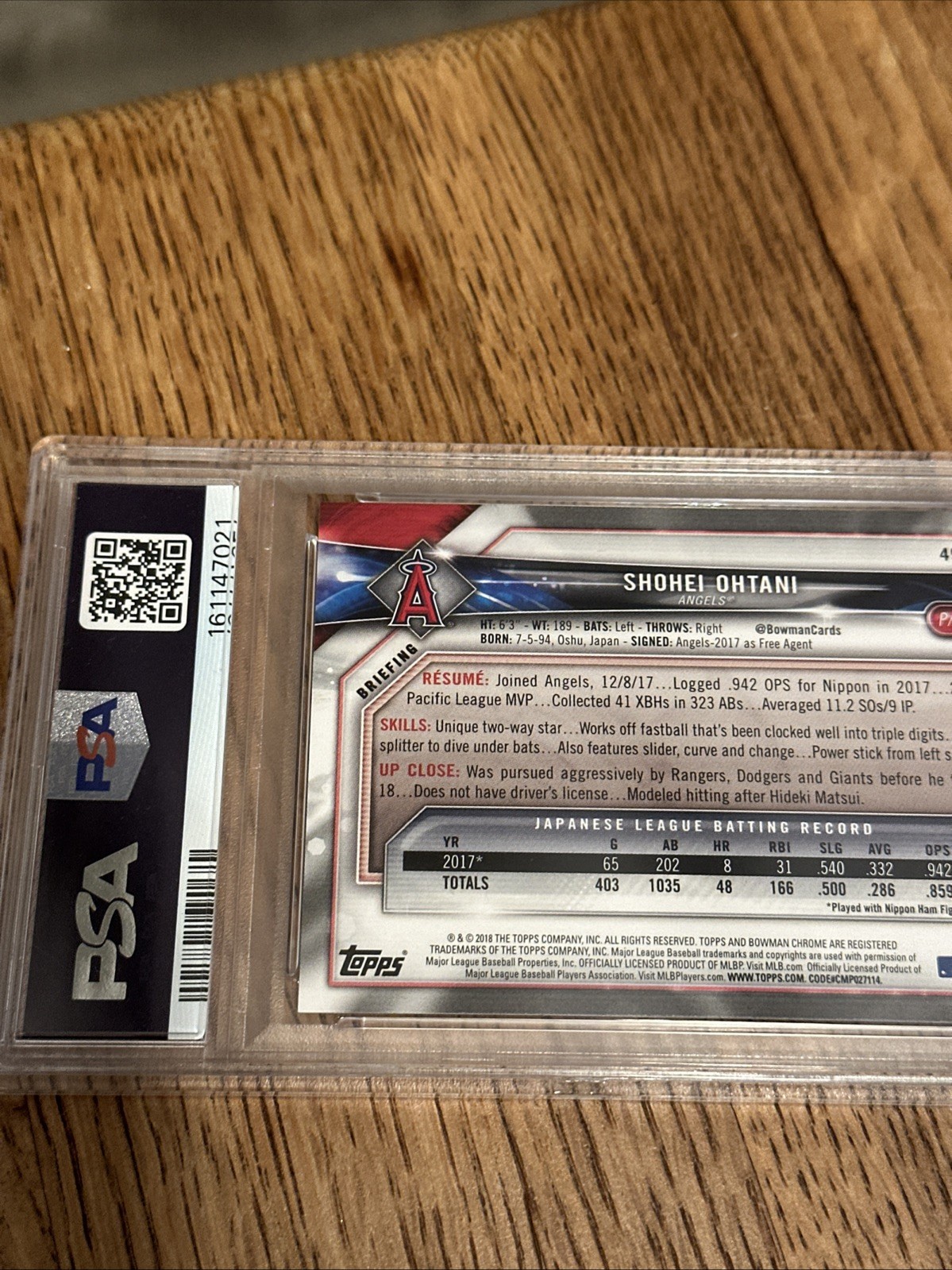 2018 Bowman Shohei Ohtani Rookie #49 PSA 10 GEM MINT (Newly Slabbed) view 9