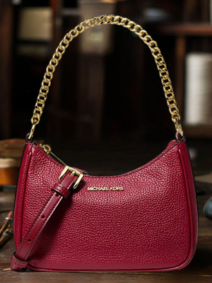 Michael Kors Jet Set Women Small Leather Chain Convertible Crossbody Bag Cherry