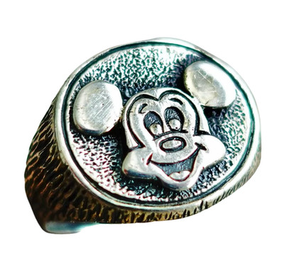 Vintage Mickey Mouse Ring Mens Signet Size Sterling Silver Walt Disney  Box