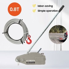 Hand Winch Hoist with 20m/65.62ft 800kg Load Wire Rope Wire Rope Pulling Hoist