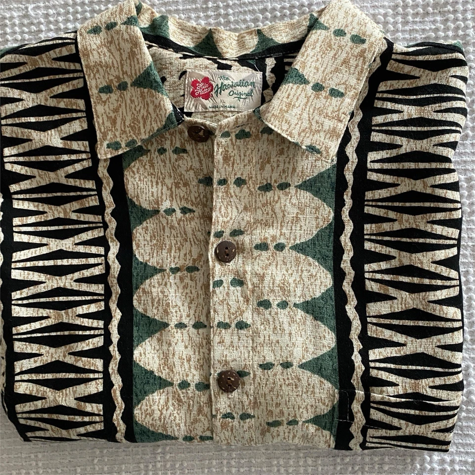 Camisa Hawaiana Hilo Hattie Para Hombres XLG Tiki Luau Algodón Manga Corta Abotonada EE. UU. Foto 2 de 4