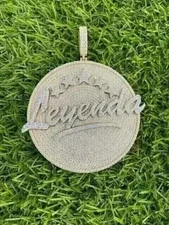 3.50Ct Round Moissanite Custom Letter Medallion Pendant 14K Yellow Gold Plated