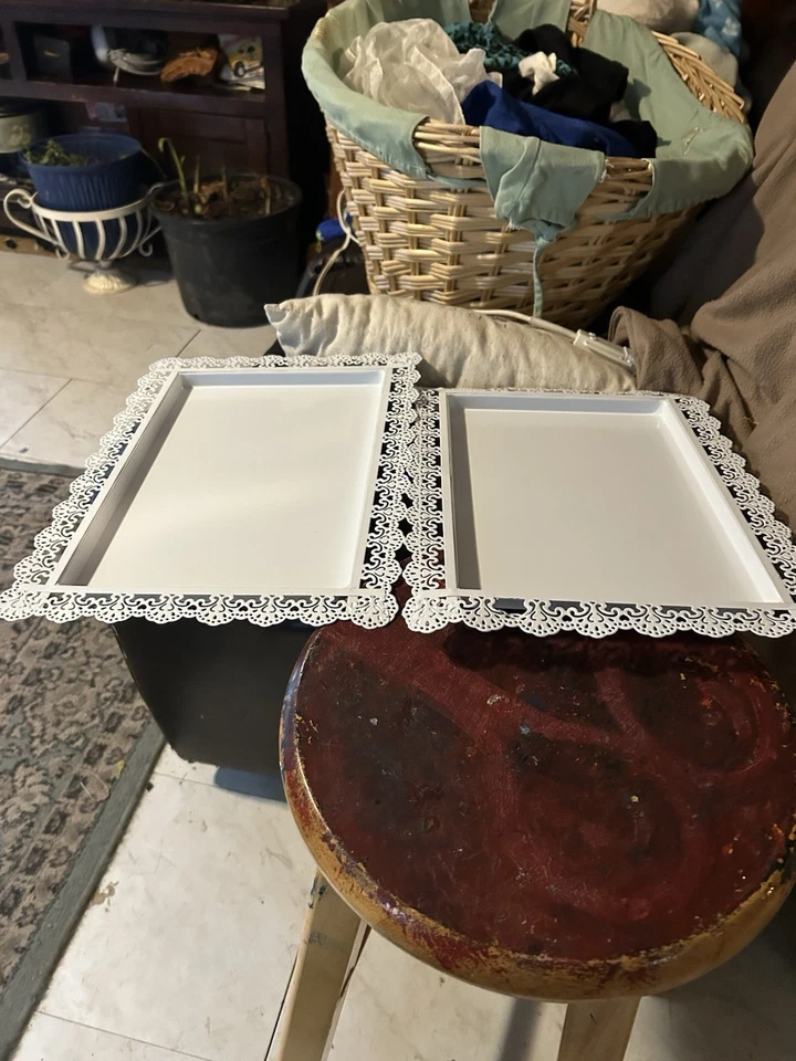 Bandeja rectangular de hierro para servir pasteles 2 piezas platos de desierto de frutas para fiesta Foto 4 de 4