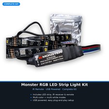 Monster Illuminessence Rgb Led Strip Light Kit Mlb7-1027 New Complete Ir Remote