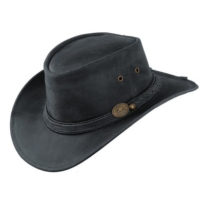 Scippis IRVING Lederhut Schwarz   Eleganter Outback Hut | Echtleder & wetterfest