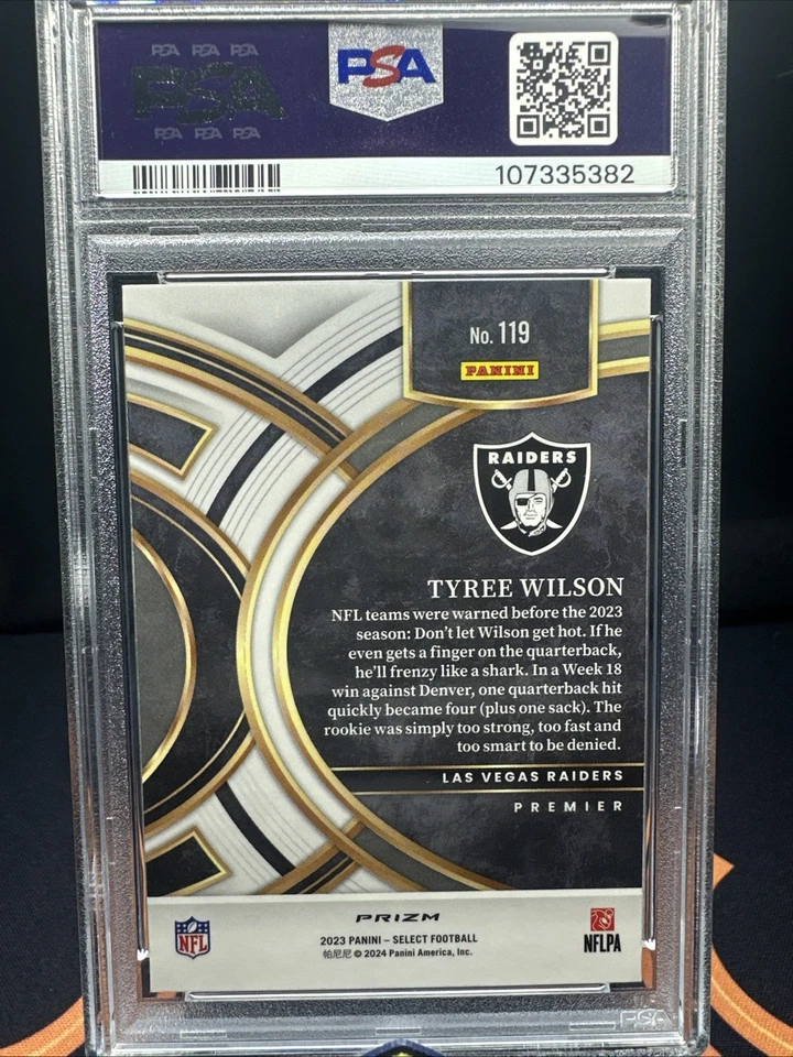 2023 Tyree Wilson Panini Select Zebra PSA 10 RC #119 Rookie - Image 3 of 3