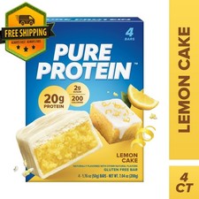 Pure Protein Lemon Cake Bars, 20g Protein, Gluten-Free, 1.76 oz 4-Pack 