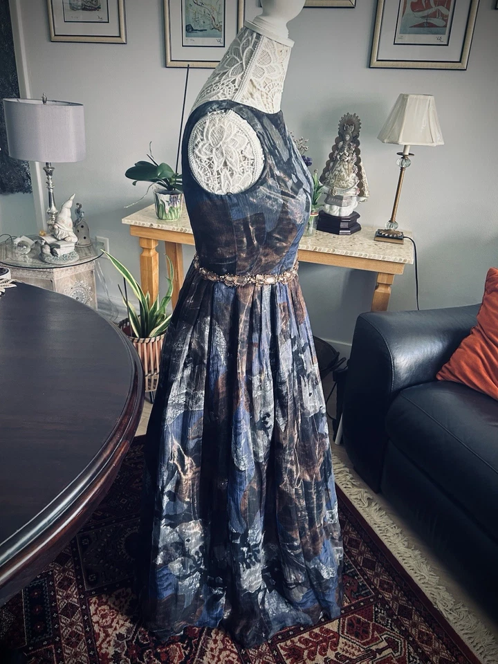 Vestido Largo Adolfo Dominguez Sin Mangas Multicolor Talla 40 US 6 Hecho en España Foto 3 de 4