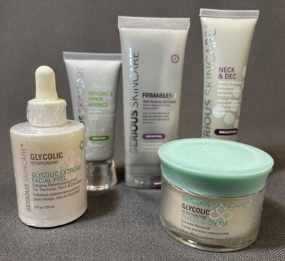 Serious Skincare Lot of 5 Glycolic Peel & Cream, Firmablend, Replicate, Lifting