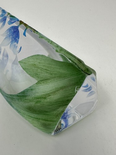 Maleras blaue Orchidee Blume Kristall Skulptur Schweden #3818 wunderschön Vintage - Bild 11 von 15