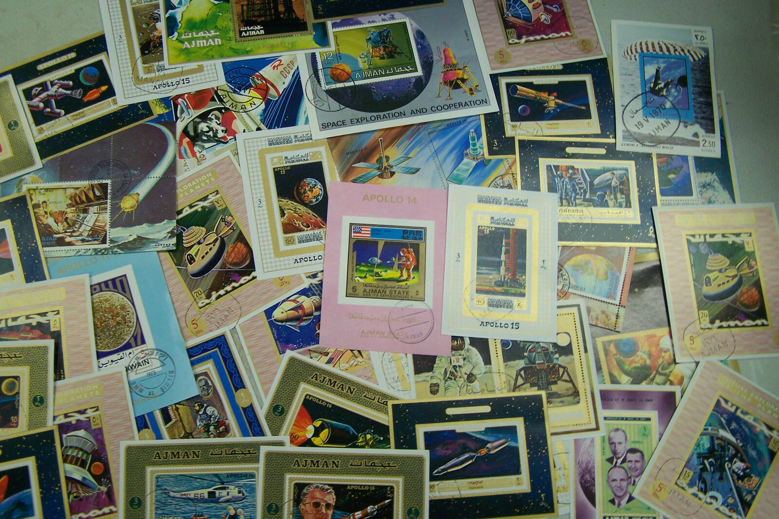 DUNES Space Theme - 50 Different Souvenir Sheets Ajman, Fujeira, Manama, etc UAE