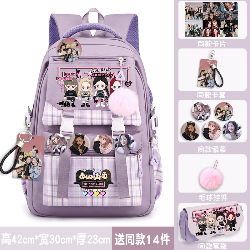 Blackpink LISA JENNIE Backpack Large Schoolbag Shoulder Bag w/14