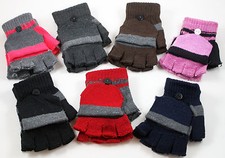 1 PAIR KIDS WOMENS MAGIC FINGERLESS STRETCH KNIT WINTER GLOVES MITTENS ONE SIZE