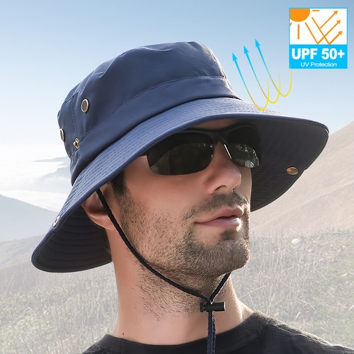 Men Women Wide Brim Sun Hat Breathable Bucket Cap Summer Fishing UV Protection - Picture 96 of 186
