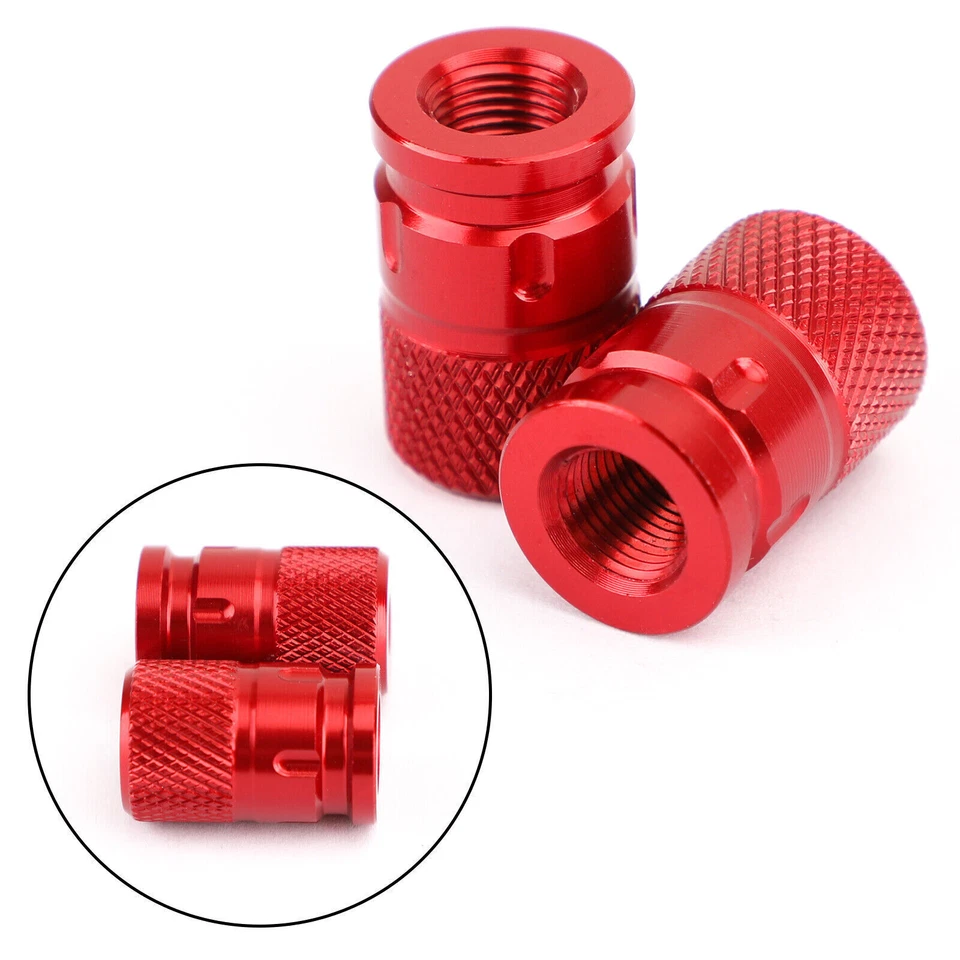 CNC Aluminum Red Anti-Thief Tire Valve Stem Cap For Motorcycle Car Truck Bike E6 - Image 3 of 4
