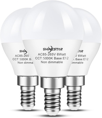 3-Pack Ceiling Fan Light Bulbs, Small Base, 120V 60W Equivalent, E12 LED Bulb, 5