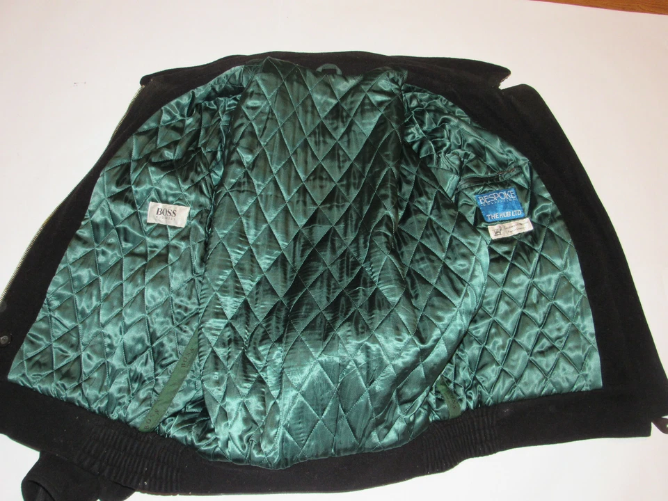 MEN'S VINTAGE HUGO BOSS WOOL/CASHMERE BLACK WINTER JACKET! QUILTED LINING 42 - Image 3 of 4