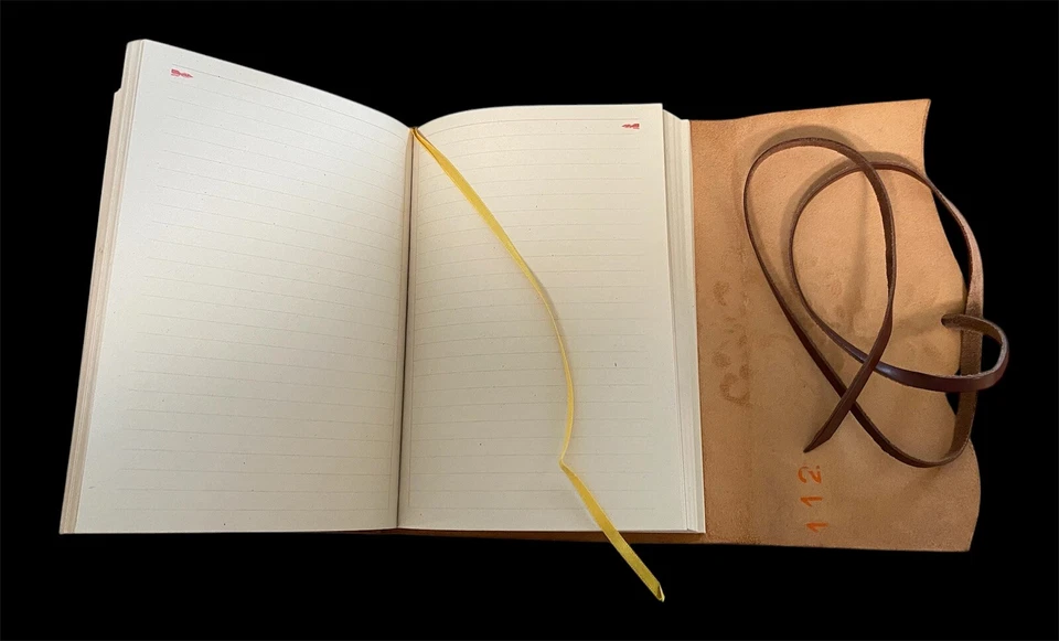 HANDMADE Stenciled Brown LEATHER BOUND JOURNAL , Lined Recycled Paper, 8.5”x6” - Image 4 of 4