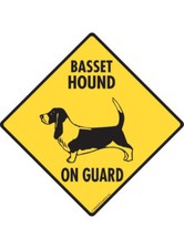 Warning Basset Hound On Guard - Beware Dog Aluminum Dog Sign or Vinyl Sticker