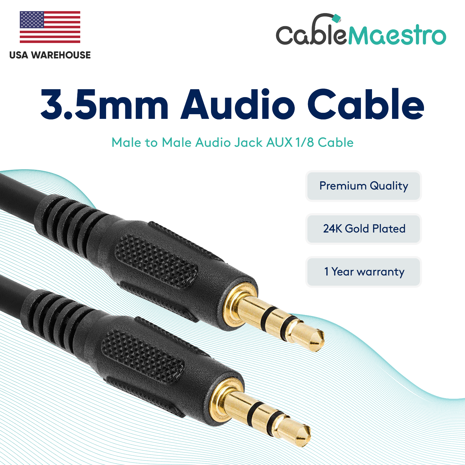 3.5mm AUX Cable Audio Headphone Male to Male 1/8 Stereo Cord Car iPhone  Samsung