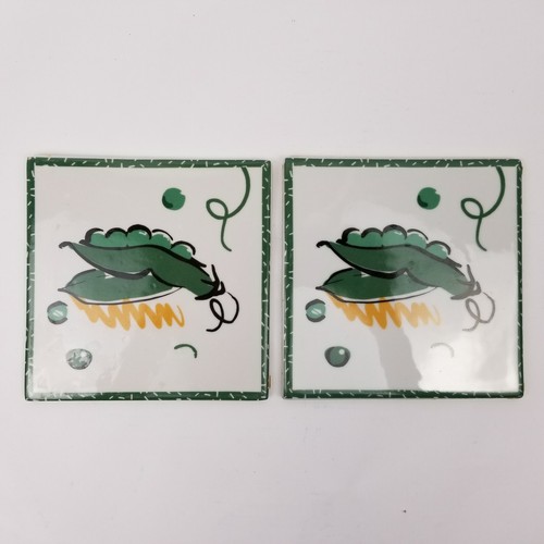 2 Veggie Chic Ceramic Tiles Tom Prager Art Trivets Wall Tiles 5" for