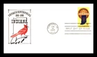 INDIANA STATEHOOD 50TH ANNIV Cardinal red bird & map unknown M-44 CACHT 1966 FDC