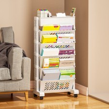 Storage Trolley Slide Out Rolling Utility Cart Storage Shelf File Rack Bookshelf