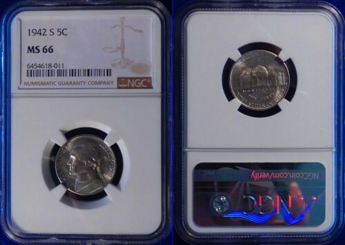 1942-S Jefferson Nickel NGC MS 66 Woody Toned Bisecting Die Crack Error! #1617 - Picture 2 of 12